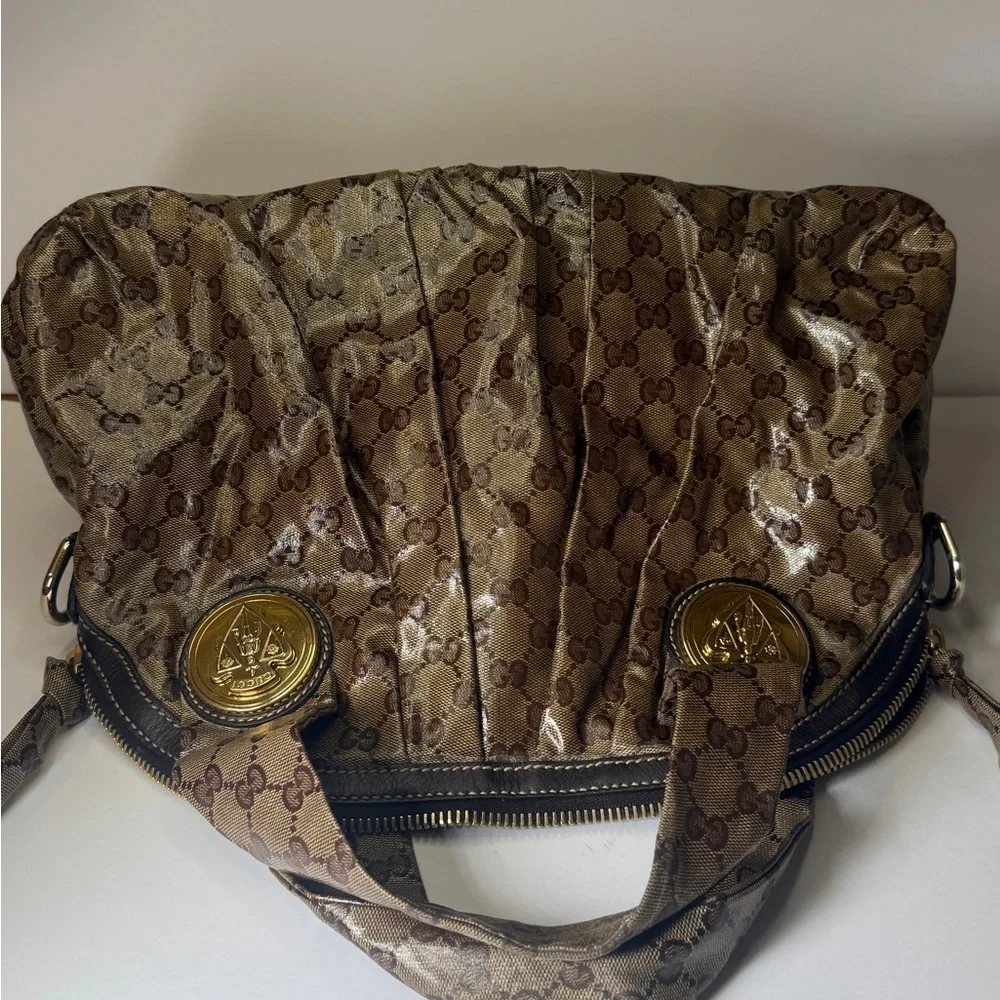 Gucci Beige/Brown GG Crystal Canvas Large Hysteria Hobo - Picture 10 of 14